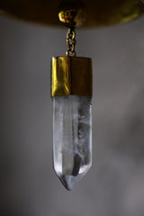 Crystal Quartz Hindu Prayer Bell: 18k Gold Plated Bronze Spiritual Decor