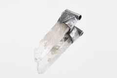 Nepal Inclusion Quartz Stack Pendant 925 Sterling Silver Hammered Texture Meditation Talisman Jewelry