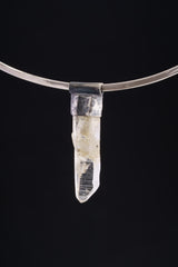 Lemurian Quartz Point Pendant: Oxidized Sterling Silver, Crown Chakra Necklace