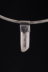 Lemurian Quartz Point Pendant: Oxidized Sterling Silver, Crown Chakra Necklace