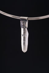 Nepal Inclusion Quartz Stack Pendant 925 Sterling Silver Hammered Texture Meditation Talisman Jewelry