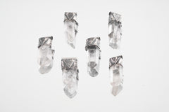 Water Clear Nepalese Inclusion Quartz Pendant 925 Silver Oxidized Hammered Crown Chakra Crystal Gift