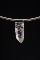 Lemurian Quartz Point Pendant: Oxidized Sterling Silver, Crown Chakra Necklace