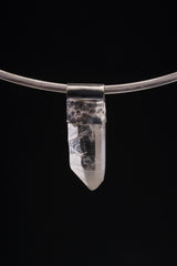 Nepalese Inclusion Quartz Stack Pendant 925 Silver Oxidized Crystal Necklace Crown Chakra Layering Gift