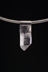 Lemurian Quartz Point Pendant: Oxidized Sterling Silver, Crown Chakra Necklace