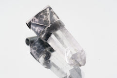 Lemurian Quartz Point Pendant: Oxidized Sterling Silver, Crown Chakra Necklace