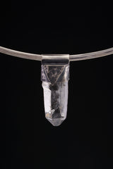 Lemurian Quartz Point Pendant: Oxidized Sterling Silver, Crown Chakra Necklace