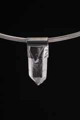 Lemurian Quartz Point Pendant: Oxidized Sterling Silver, Crown Chakra Necklace