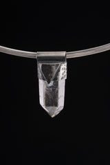 Lemurian Quartz Point Pendant: Oxidized Sterling Silver, Crown Chakra Necklace