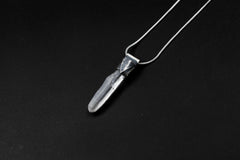 Nepal Inclusion Quartz Stack Pendant 925 Sterling Silver Hammered Texture Meditation Talisman Jewelry