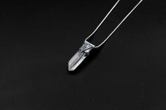 Lemurian Quartz Point Pendant: Oxidized Sterling Silver, Crown Chakra Necklace