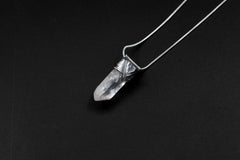 Lemurian Quartz Point Pendant: Oxidized Sterling Silver, Crown Chakra Necklace
