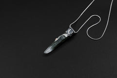 Nepalese Chlorite Quartz Point Pendant: Oxidized Sterling Silver Crystal Stack