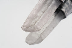 Close-up of Water Clear Nepalese Inclusion Quartz with natural internal veils and hand-hammered oxidized silver setting.