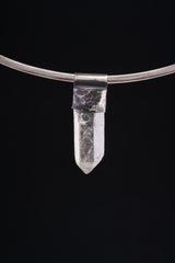 Lemurian Quartz Point Pendant: Oxidized Sterling Silver, Crown Chakra Necklace