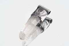 Lemurian Quartz Point Pendant: Oxidized Sterling Silver, Crown Chakra Necklace