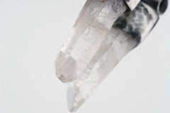 Lemurian Quartz Point Pendant: Oxidized Sterling Silver, Crown Chakra Necklace