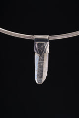 Lemurian Quartz Point Pendant: Oxidized Sterling Silver, Crown Chakra Necklace