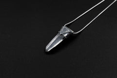 Lemurian Quartz Point Pendant: Oxidized Sterling Silver Crystal Necklace