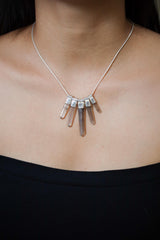 Smoky Citrine Phantom Quartz Pendant: Hammered Sterling Silver Snake Chain