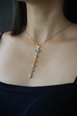 Gold-Plated Sterling Silver Gemstone Pendant: Zircon, Aquamarine, Opal, Moonstone