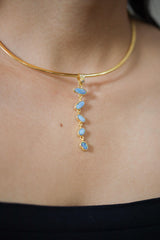 Faceted Zircon & Australian Opal Pendant: 18k Gold-Plated Sterling Silver
