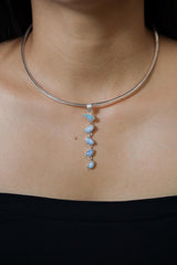 Australian Opal Sterling Silver Pendant: Zircon Accent, Organic Texture