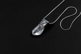 Lemurian Quartz Point Pendant: Oxidized Sterling Silver, Crown Chakra Necklace