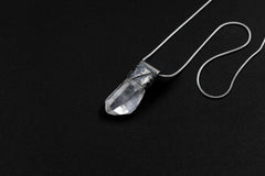 Lemurian Quartz Point Pendant: Oxidized Sterling Silver, Crown Chakra Necklace