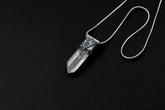 Lemurian Quartz Point Pendant: Oxidized Sterling Silver, Crown Chakra Necklace