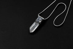 Lemurian Quartz Point Pendant: Oxidized Sterling Silver, Crown Chakra Necklace