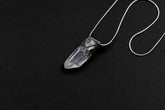 Lemurian Quartz Point Pendant: Oxidized Sterling Silver, Crown Chakra Necklace