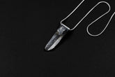 Lemurian Quartz Point Pendant: Oxidized Sterling Silver, Crown Chakra Necklace
