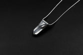 Lemurian Quartz Point Pendant: Oxidized Sterling Silver, Crown Chakra Necklace