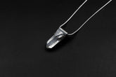 Lemurian Quartz Point Pendant: Oxidized Sterling Silver, Crown Chakra Necklace