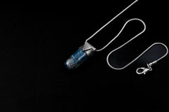 Azurite Stack Pendant 925 Sterling Silver Blue Crystal Necklace Third Eye Crown Chakra Layering Jewelry Gift