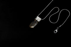 Pyrite Quartz Point Sterling Silver Pendant: Textured Organic Bezel