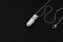 Australian Drusy Cathedral Candle Quartz Stack Pendant shown on black background with adjustable black cotton necklace.