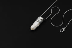 Australian Drusy Cathedral Candle Quartz Stack Pendant shown on black background with adjustable black cotton necklace.