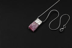 Raw Ruby Pendant: Gemmy Sterling Silver Textured Stacking Necklace