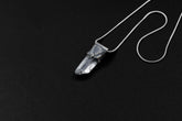 Lemurian Quartz Point Pendant: Oxidized Sterling Silver Crystal Necklace