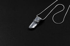 Lemurian Quartz Point Pendant: Oxidized Sterling Silver Crystal Necklace