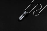 Lemurian Quartz Point Pendant: Oxidized Sterling Silver Crystal Necklace