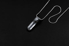 Lemurian Quartz Point Pendant: Oxidized Sterling Silver Crystal Necklace