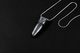 Lemurian Quartz Point Pendant: Oxidized Sterling Silver Crystal Necklace
