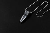 Lemurian Quartz Point Pendant: Oxidized Sterling Silver Crystal Necklace