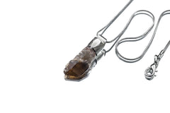 Australian Smoky Citrine Sceptre Quartz Stack Pendant 925 Silver Phantom Crystal Solar Plexus Crown Gift