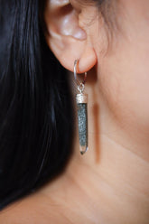 Himalayan Chlorite Quartz Hoop Earring: Sterling Silver Boho Chakra Jewelry