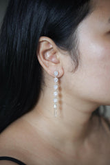 Blue Moonstone Clear Quartz Drop Earrings 925 Sterling Silver Stud Dangles Crown Chakra Cancer Lunar Jewelry Gift