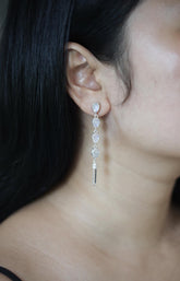 Blue Moonstone & Quartz Sterling Silver Stud Earrings: Crown Chakra Jewelry